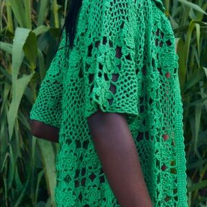 Zara NWT M crochet knit polo